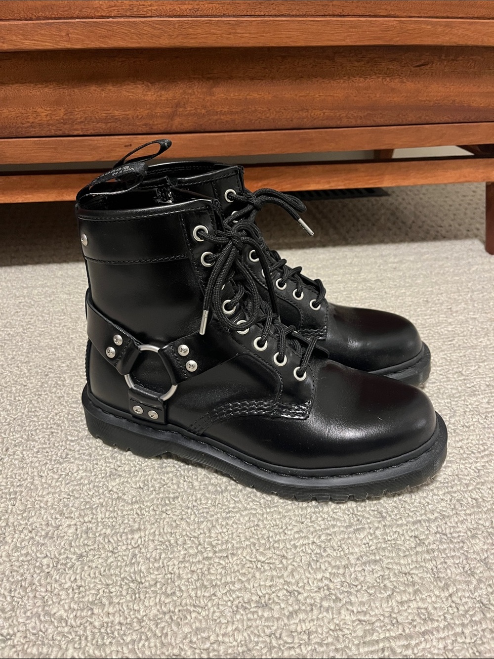 Doc Martens - 1460 Black Leather Harness Boots - size 9US/ 7UK
